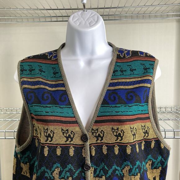 Vintage Melrose Knits By Christian De Castelnau Aztec Vest Skirt‎ Set Size S/M - Picture 10 of 16
